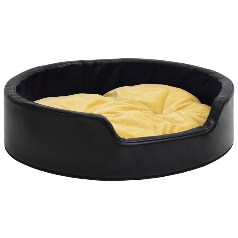 vidaXL Dog Bed Black and Yellow 99x89x21 cm Plush and Faux Leather