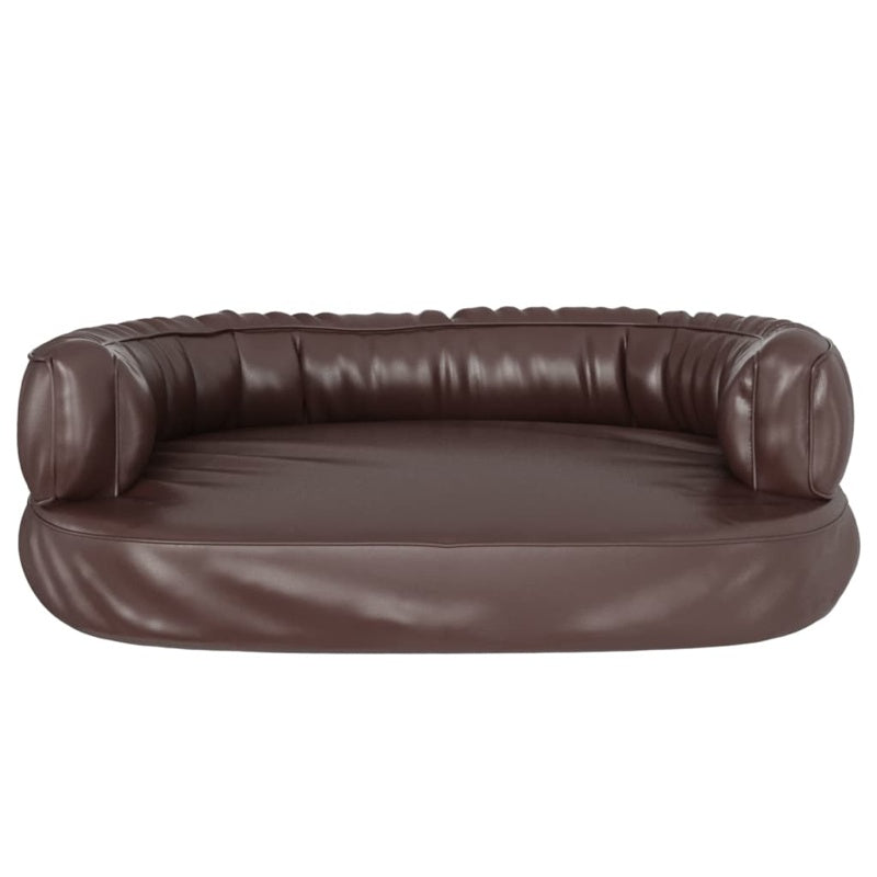 vidaXL Ergonomic Foam Dog Bed Brown 60x42 cm Faux Leather