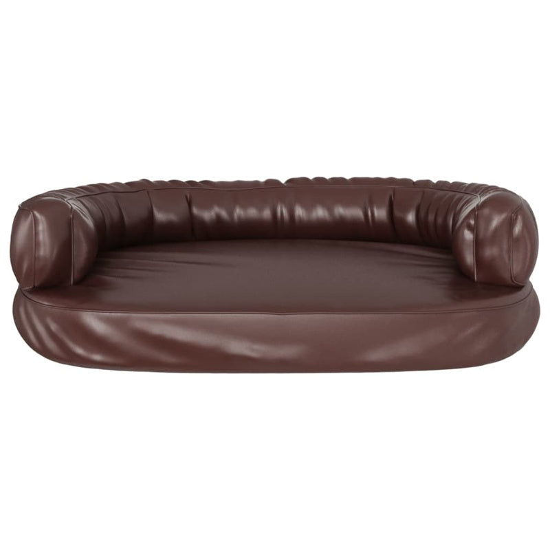 vidaXL Ergonomic Foam Dog Bed Brown 75x53 cm Faux Leather