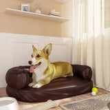 vidaXL Ergonomic Foam Dog Bed Brown 75x53 cm Faux Leather