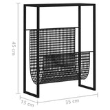 vidaXL Magazine Rack Black 35x15x45 cm Steel