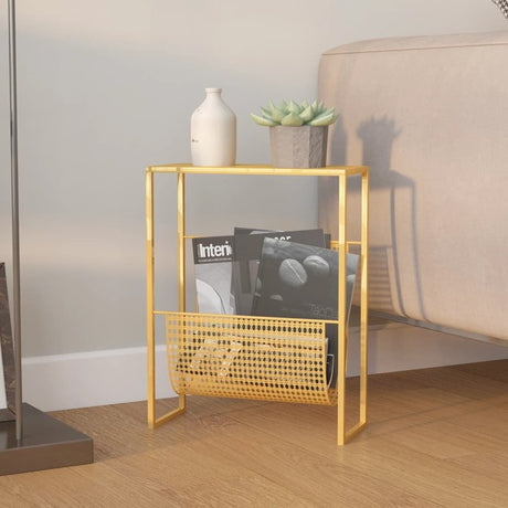 vidaXL Magazine Rack Gold 35x15x45 cm Steel