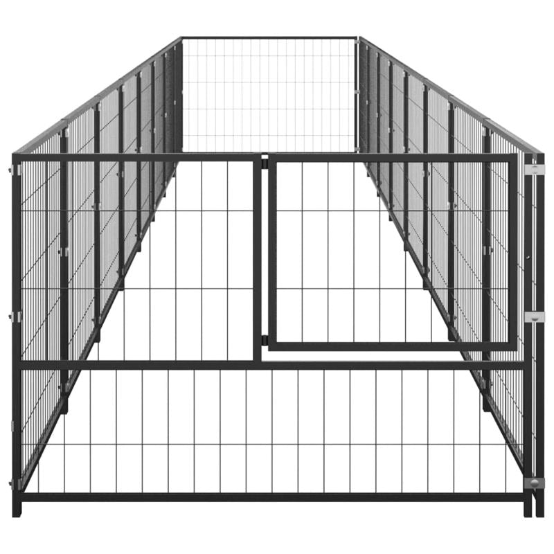 vidaXL Dog Kennel Black 8 m² Steel