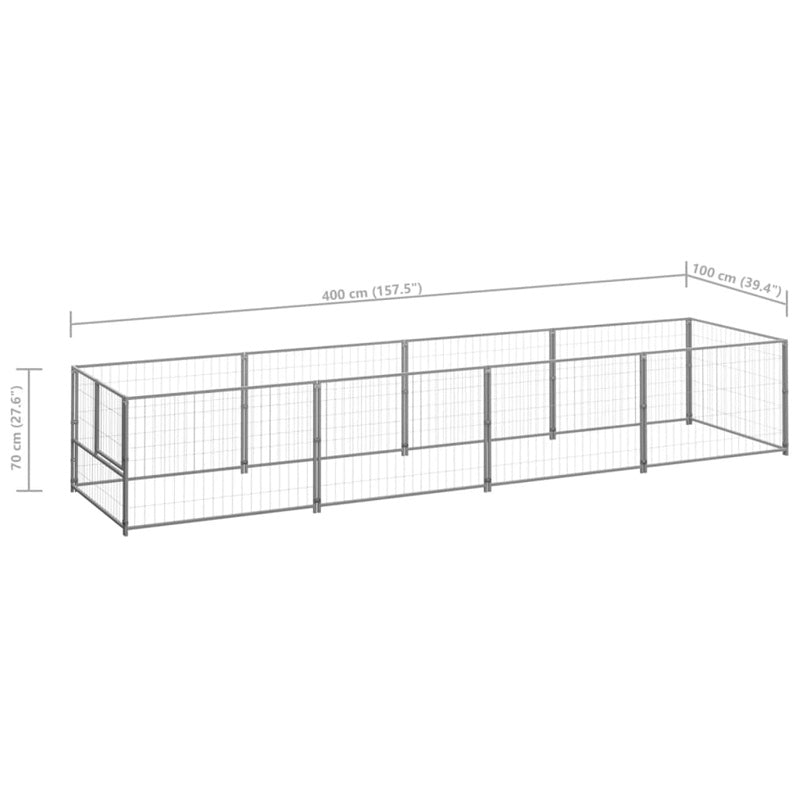 vidaXL Dog Kennel Silver 4 m² Steel