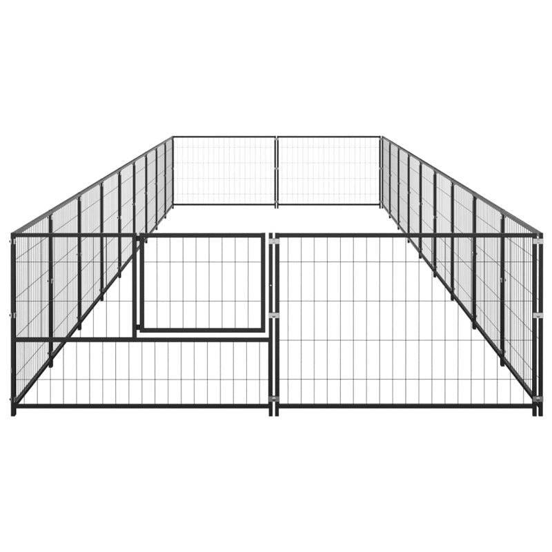 vidaXL Dog Kennel Black 18 m² Steel