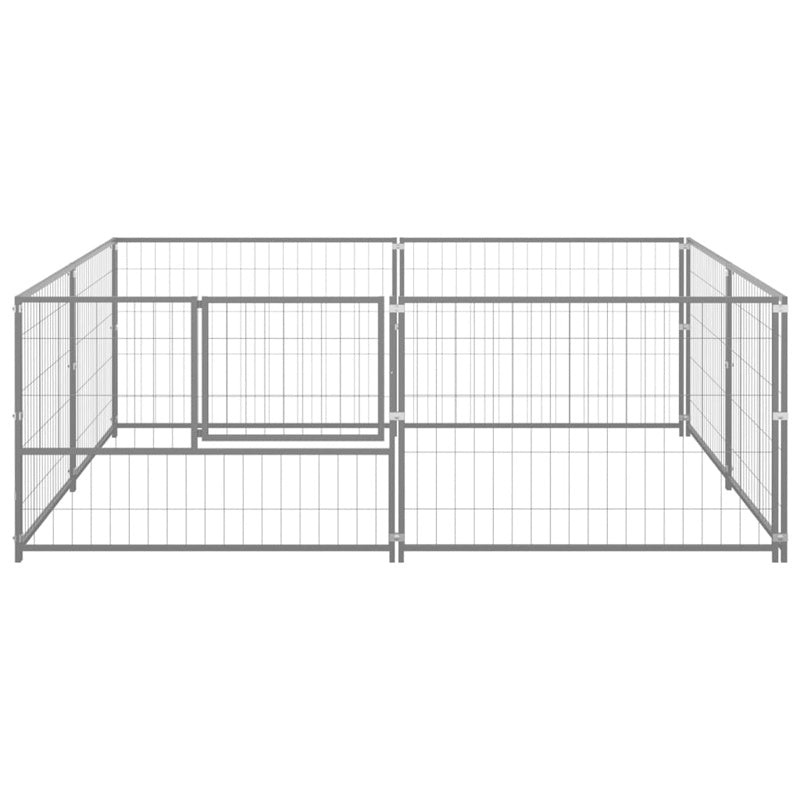 vidaXL Dog Kennel Silver 4 m² Steel