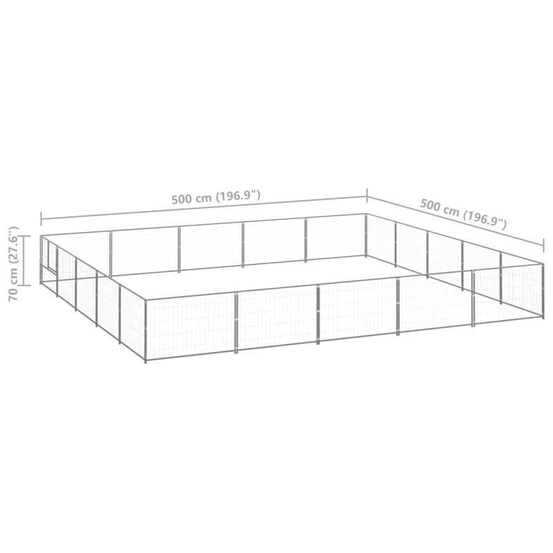 vidaXL Dog Kennel Silver 25 m² Steel