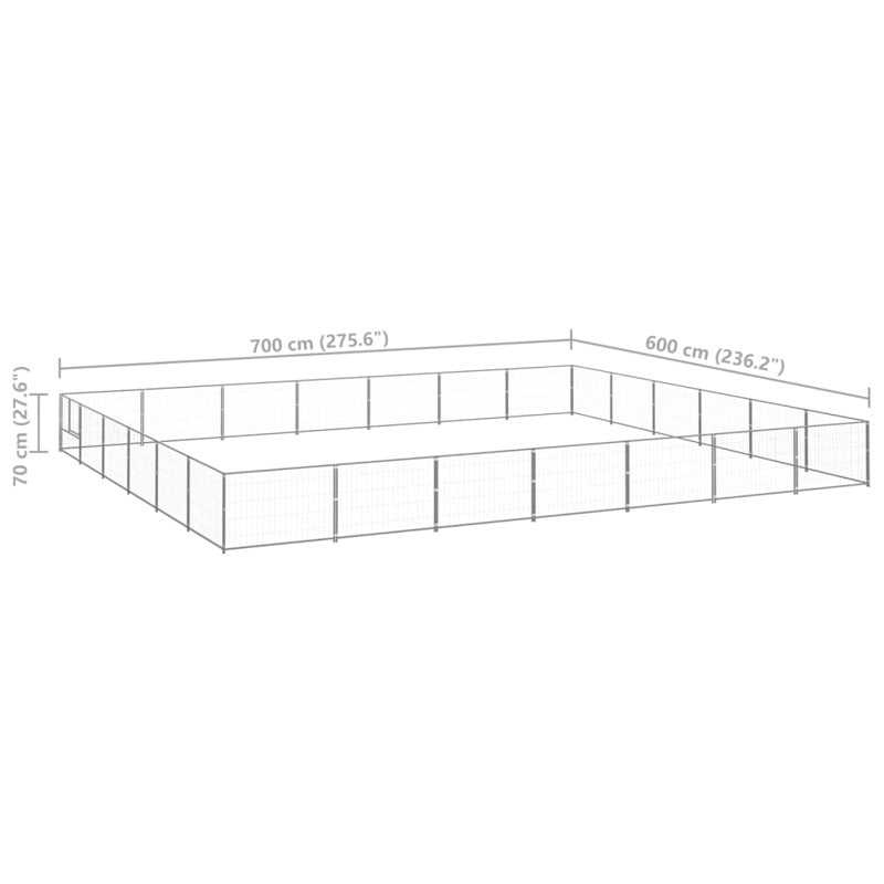 vidaXL Dog Kennel Silver 42 m² Steel