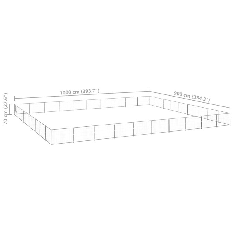 vidaXL Dog Kennel Silver 90 m² Steel