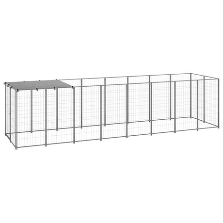 vidaXL Dog Kennel Silver 4.84 m² Steel