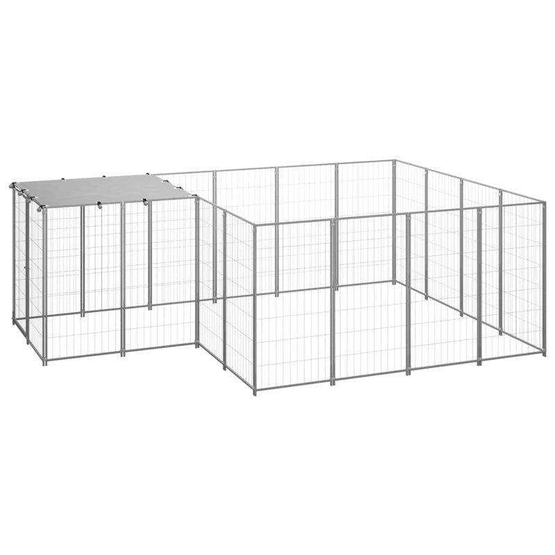 vidaXL Dog Kennel Silver 6.05 m² Steel