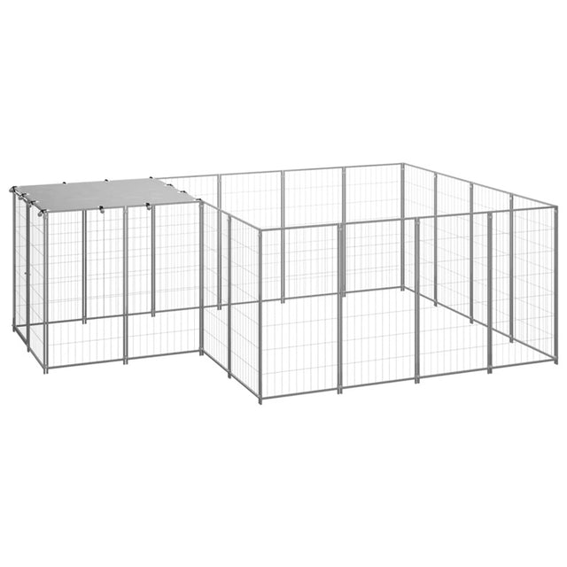 vidaXL Dog Kennel Silver 6.05 m² Steel