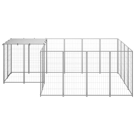 vidaXL Dog Kennel Silver 6.05 m² Steel