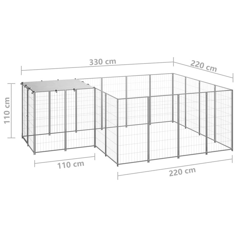 vidaXL Dog Kennel Silver 6.05 m² Steel