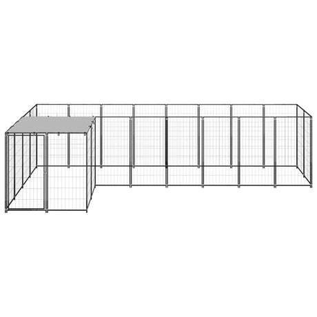 vidaXL Dog Kennel Black 6.05 m² Steel