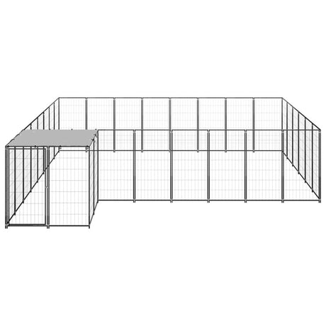 vidaXL Dog Kennel Black 15.73 m² Steel