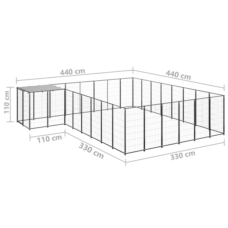 vidaXL Dog Kennel Black 15.73 m² Steel