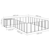 vidaXL Dog Kennel Black 15.73 m² Steel