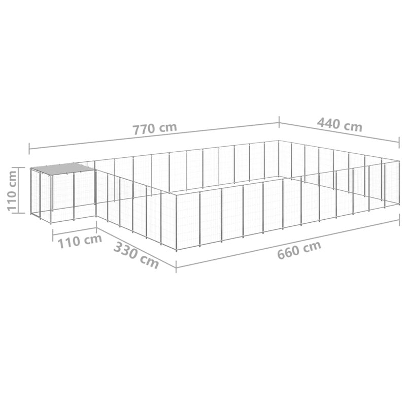 vidaXL Dog Kennel Silver 30.25 m² Steel