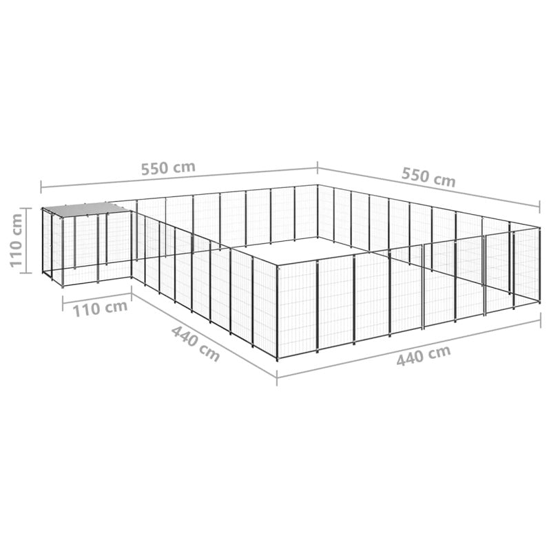 vidaXL Dog Kennel Black 25.41 m² Steel