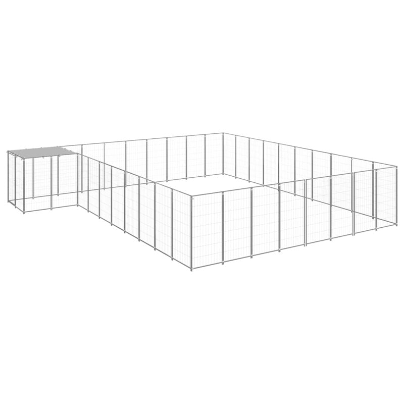 vidaXL Dog Kennel Silver 25.41 m² Steel