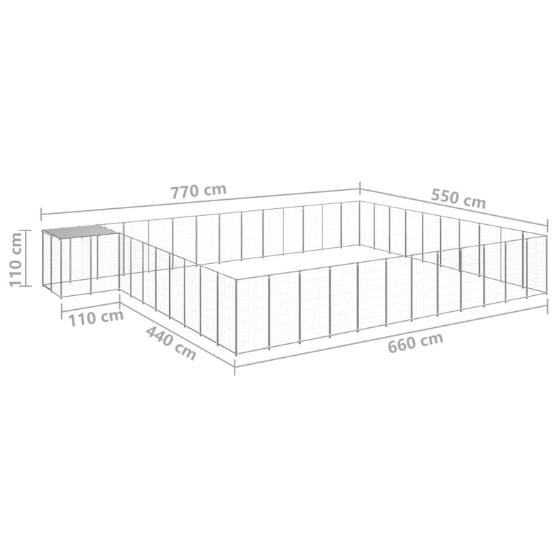 vidaXL Dog Kennel Silver 37.51 m² Steel