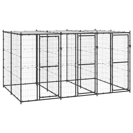 vidaXL Outdoor Dog Kennel Steel with Roof 7.26 m²