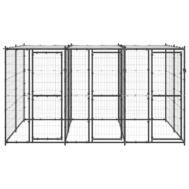 vidaXL Outdoor Dog Kennel Steel with Roof 7.26 m²