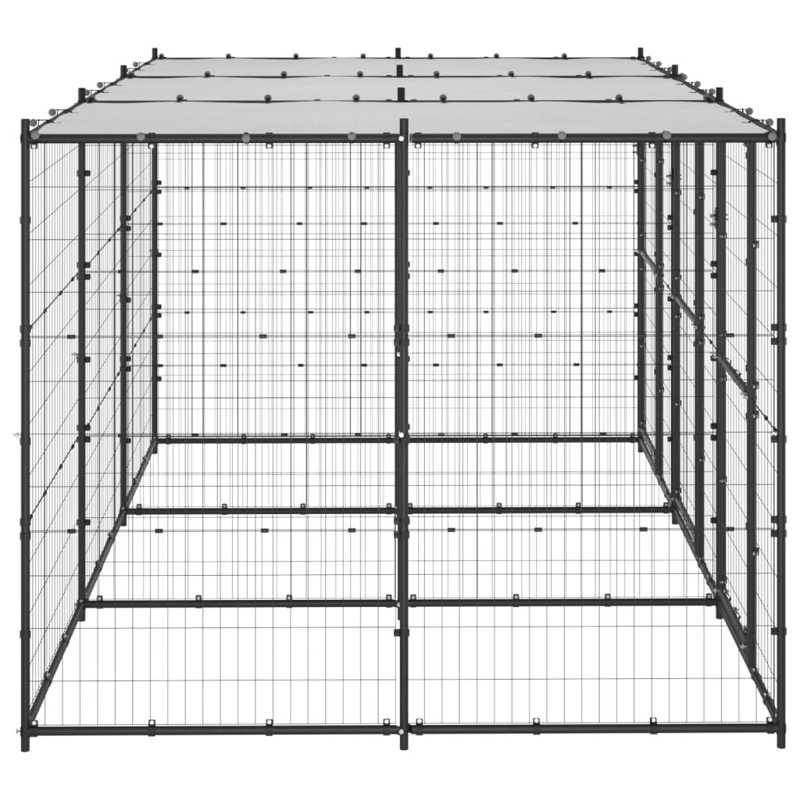 vidaXL Outdoor Dog Kennel Steel with Roof 7.26 m²