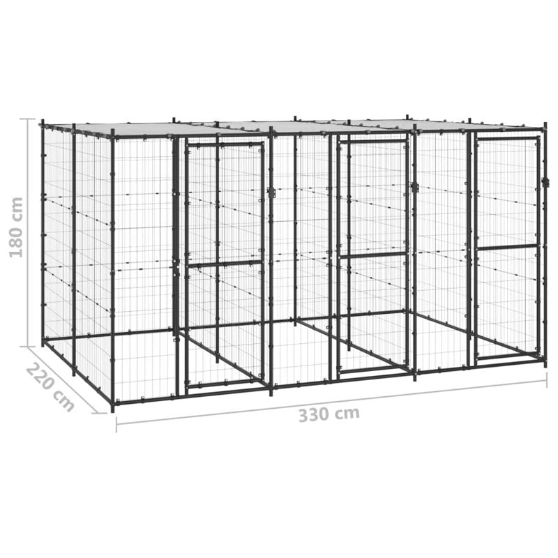 vidaXL Outdoor Dog Kennel Steel with Roof 7.26 m²