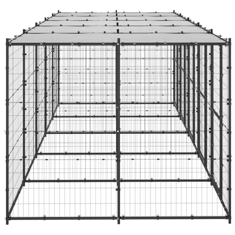 vidaXL Outdoor Dog Kennel Steel with Roof 12.1 m²