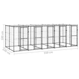 vidaXL Outdoor Dog Kennel Steel with Roof 12.1 m²