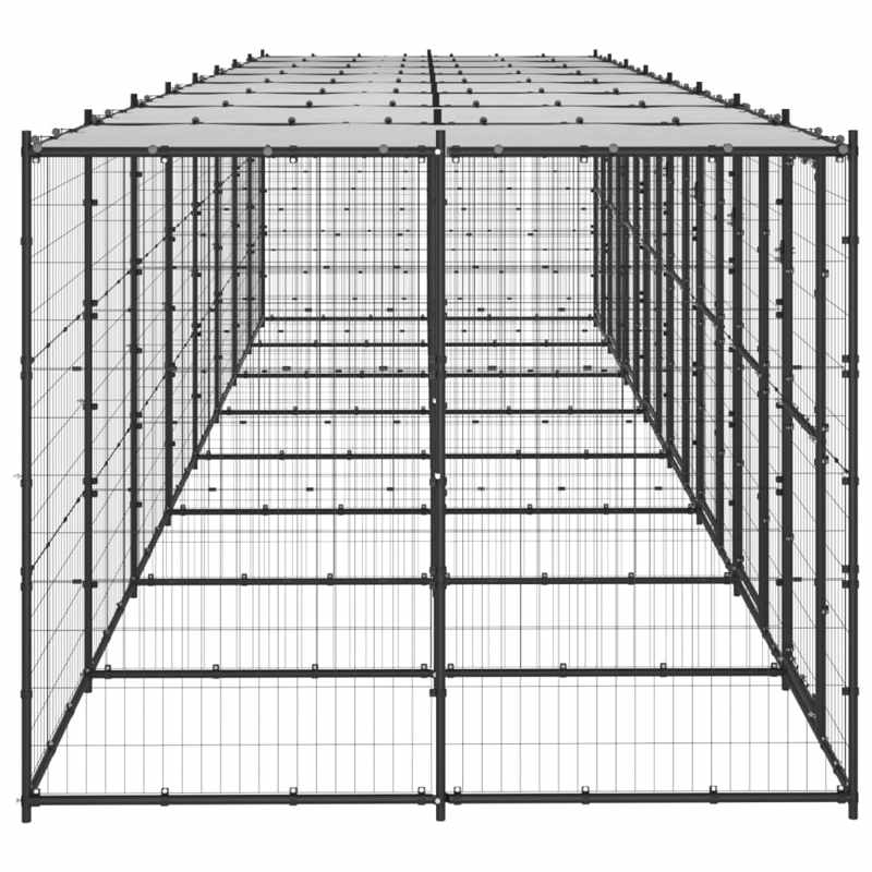 vidaXL Outdoor Dog Kennel Steel with Roof 19.36 m²