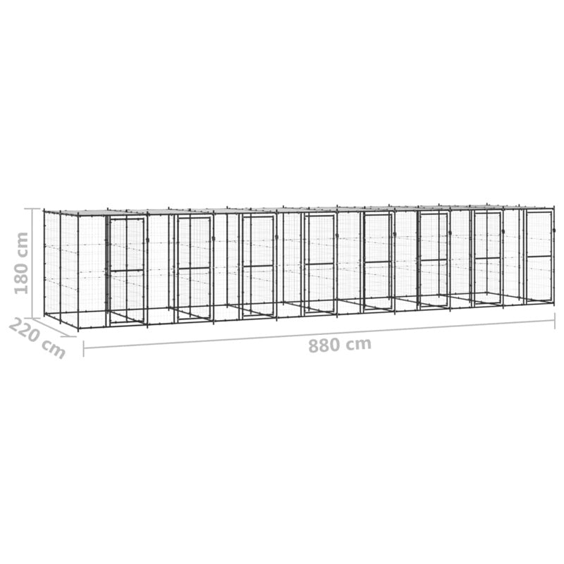 vidaXL Outdoor Dog Kennel Steel with Roof 19.36 m²