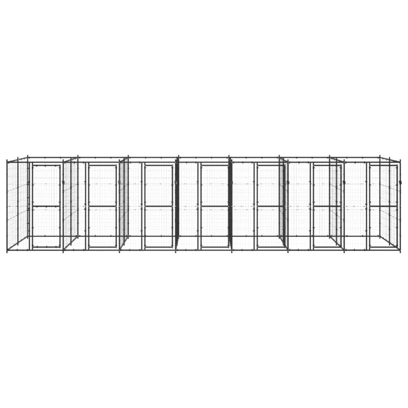 vidaXL Outdoor Dog Kennel Steel 16.94 m²