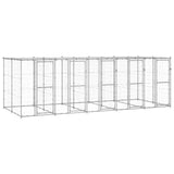 vidaXL Outdoor Dog Kennel Galvanised Steel with Roof 12.1 m²