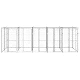 vidaXL Outdoor Dog Kennel Galvanised Steel with Roof 12.1 m²