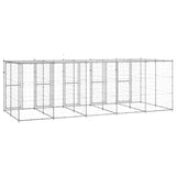 vidaXL Outdoor Dog Kennel Galvanised Steel with Roof 12.1 m²