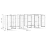 vidaXL Outdoor Dog Kennel Galvanised Steel with Roof 12.1 m²