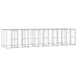 vidaXL Outdoor Dog Kennel Galvanised Steel with Roof 16.94 m²