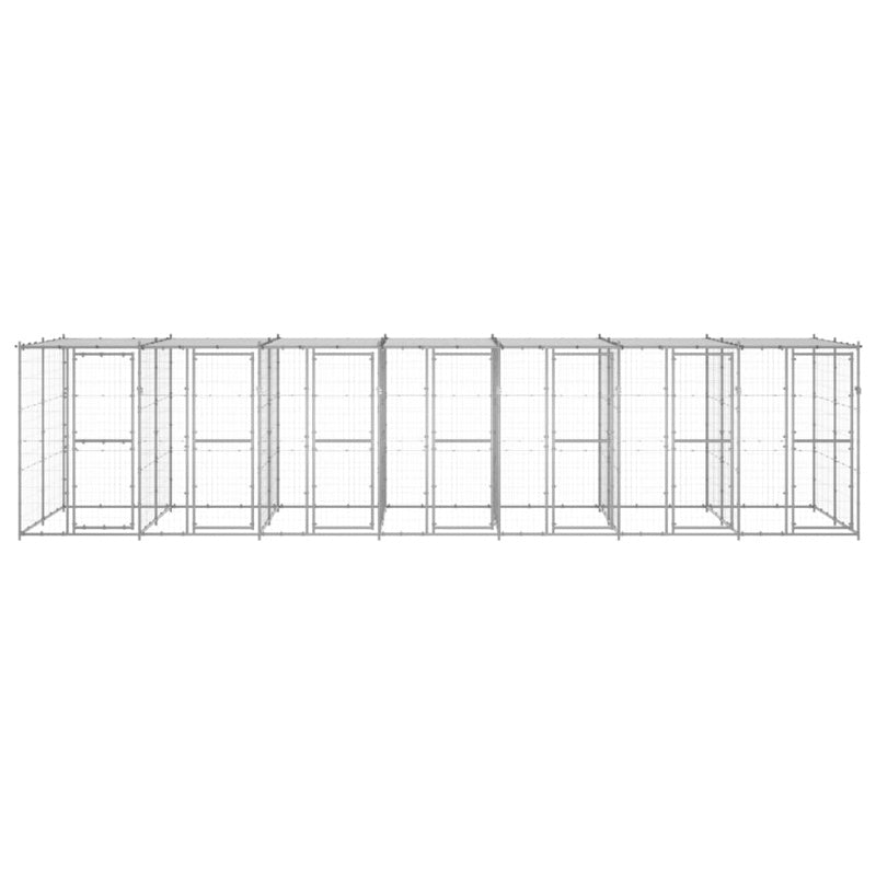 vidaXL Outdoor Dog Kennel Galvanised Steel with Roof 16.94 m²