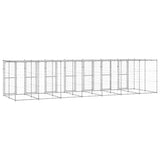 vidaXL Outdoor Dog Kennel Galvanised Steel with Roof 16.94 m²