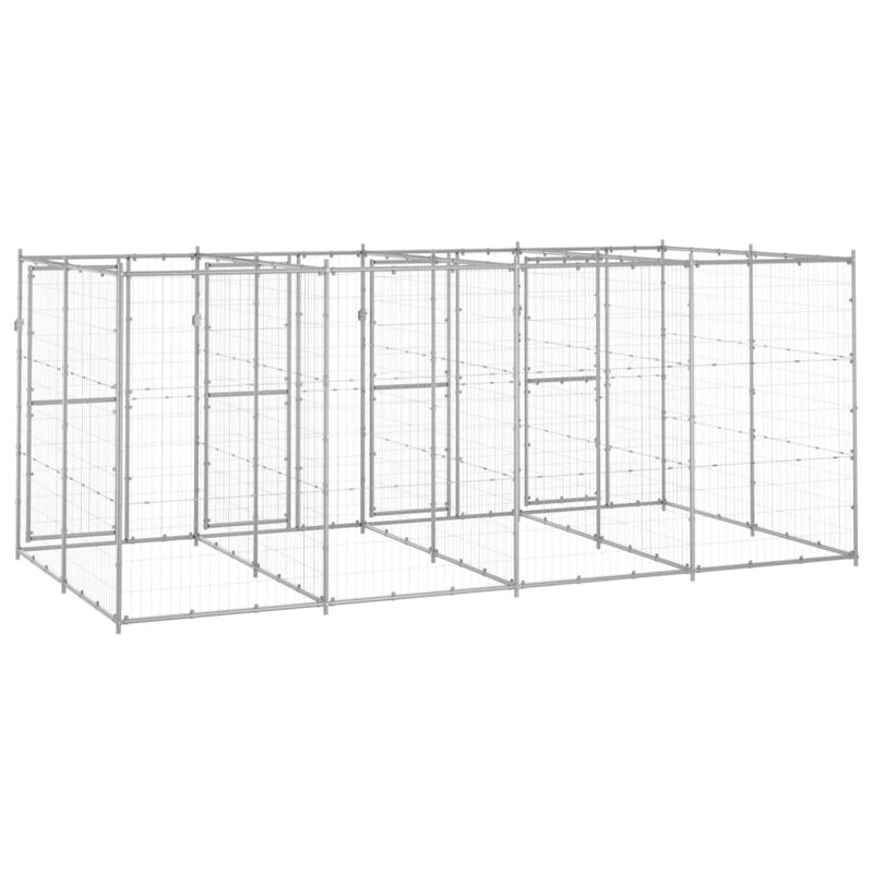 vidaXL Outdoor Dog Kennel Galvanised Steel 9.68 m²