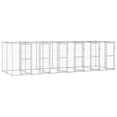 vidaXL Outdoor Dog Kennel Galvanised Steel 14.52 m²