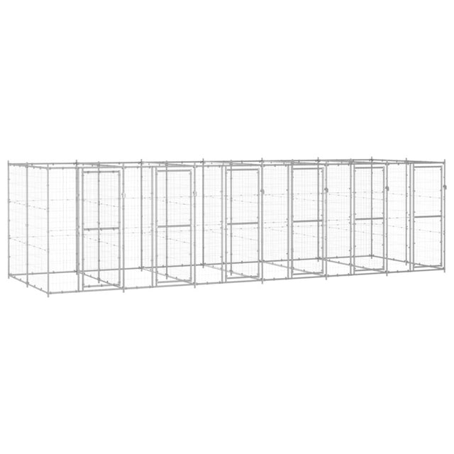 vidaXL Outdoor Dog Kennel Galvanised Steel 14.52 m²