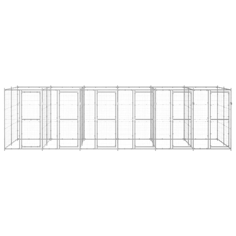 vidaXL Outdoor Dog Kennel Galvanised Steel 14.52 m²