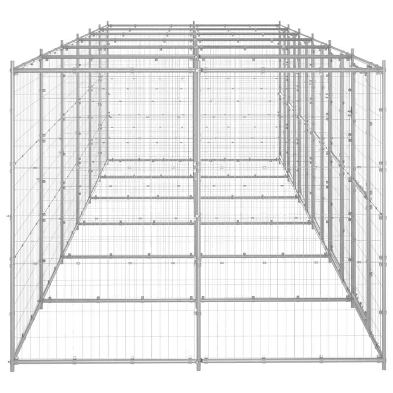 vidaXL Outdoor Dog Kennel Galvanised Steel 14.52 m²