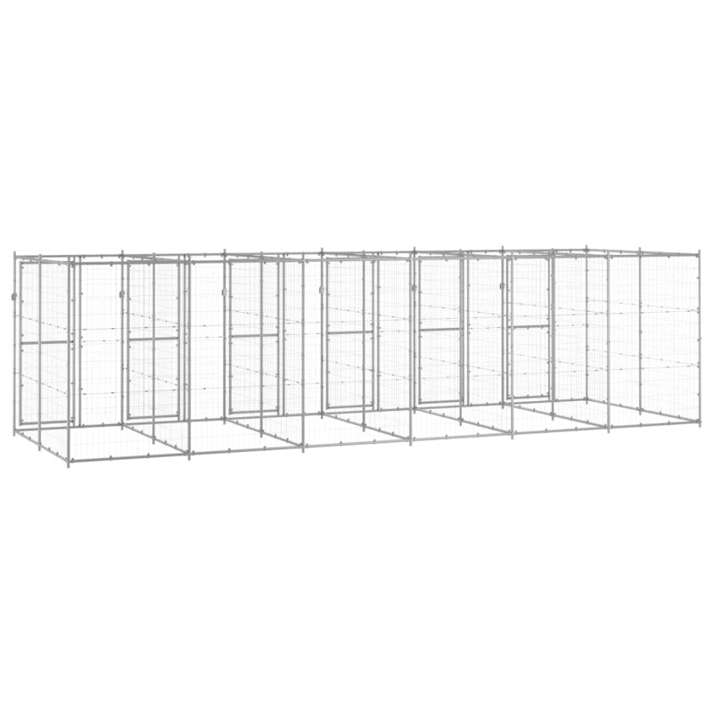 vidaXL Outdoor Dog Kennel Galvanised Steel 14.52 m²