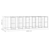 vidaXL Outdoor Dog Kennel Galvanised Steel 14.52 m²