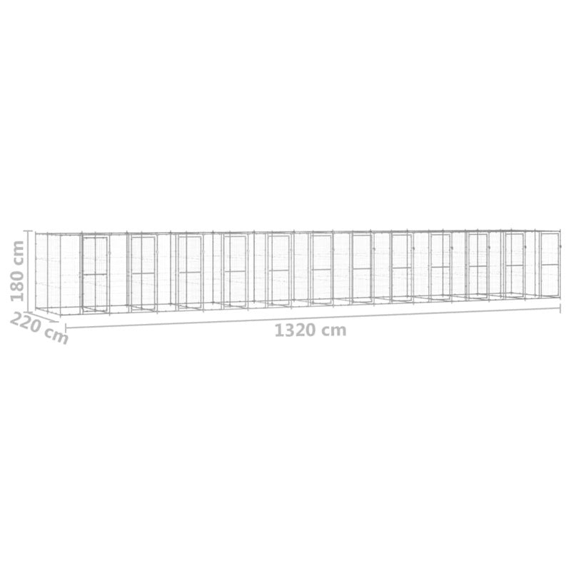 vidaXL Outdoor Dog Kennel Galvanised Steel 29.04 m²